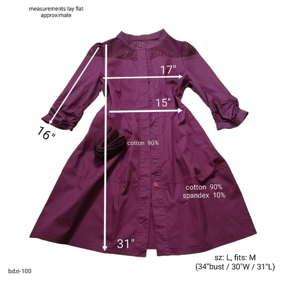 🌰 maroon small stand-up collar 7/10 length sleeves midi dress by MWQR - Picture 2 of 8